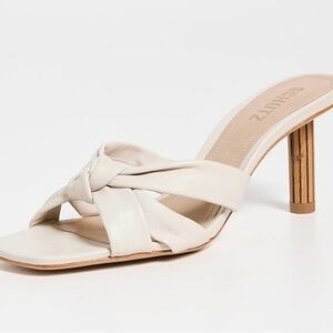 SCHUTZ Cream Heeled Sandals with Knotted Detail- Size (11)